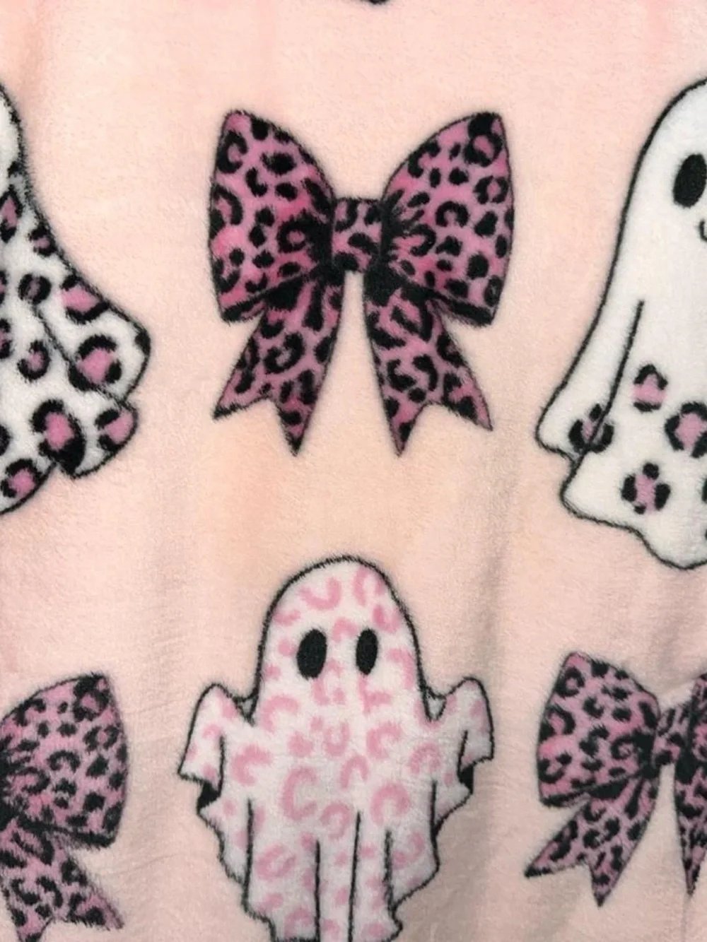 Pink Leopard Ghosts & Bows Halloween Oversized Throw Blanket